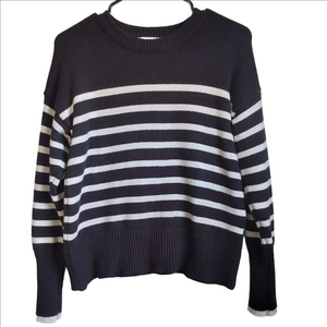 Philosophy Sweater Womens S Black White Striped Viscose Blend Crew Neck Soft